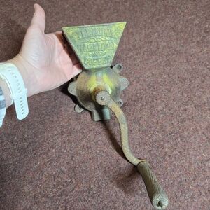 Antique Coffee Grinder Tillman's Hawaiin Coffee Patina Rusty Wood Handle